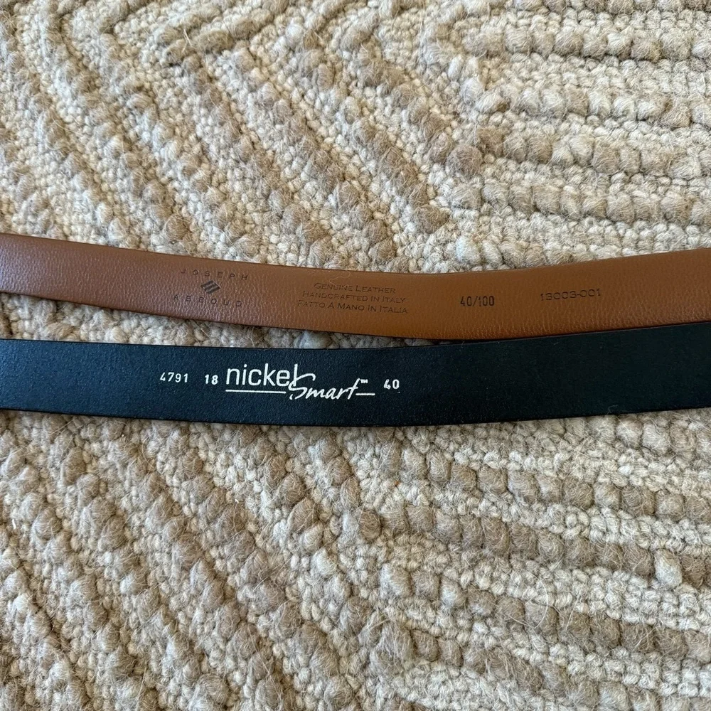 Sleek Black Leather Belt with Silver Buckle